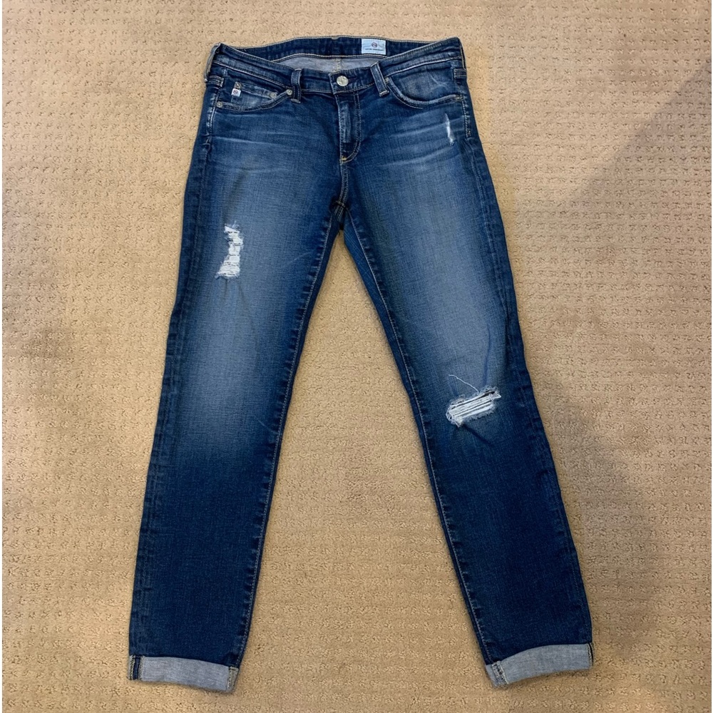 AG Adriano Goldschmied Ankle Cropped Distressed Jeans
